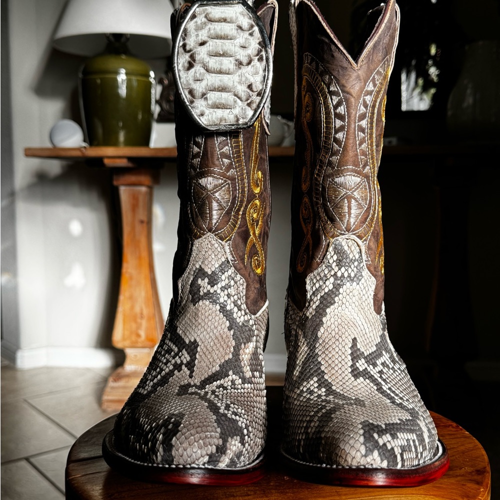 Genuine Python leather cowboy boots - image 1